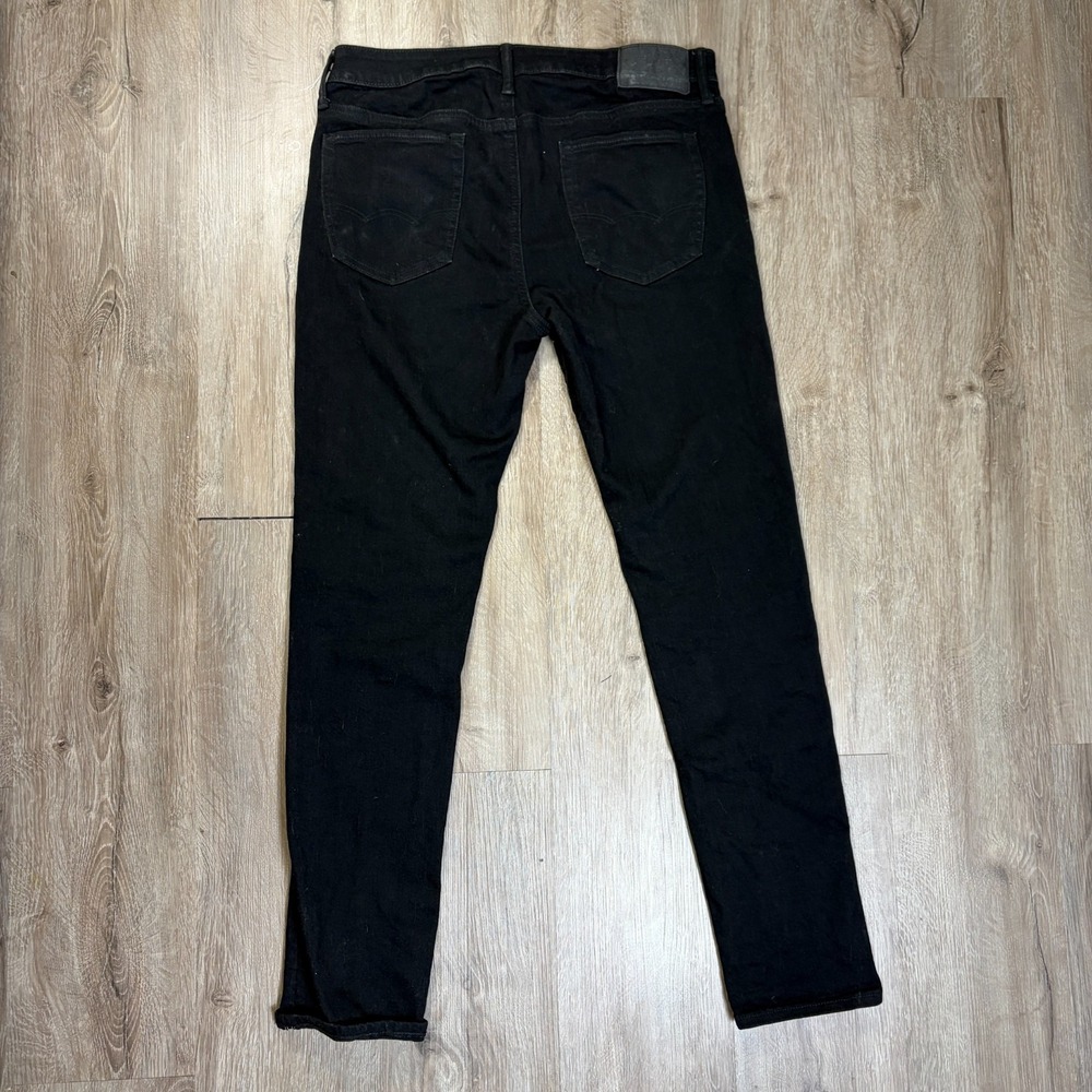 American Eagle Airflex+ Skinny Jeans Mens 34x32 Black Denim Punk Rock Dark - Picture 2 of 8